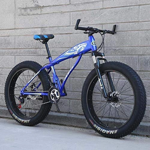 Fat Tyre Mountain Bike : ALQN Mountain Bike Bicicletta per adulti Uomo Donna, Fat Mbt Bike, telaio in acciaio ad alto tenore di carbonio e forcella anteriore ammortizzante, freno a doppio disco, D, 24 pollici 27 velocit