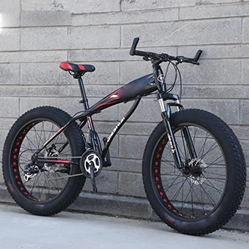 Fat Tyre Mountain Bike : ASUMUI Pneumatico da 26 pollici di spessore Mountain bike a ruota grande a velocità variabile ultra larga, bicicletta per studenti adulti in motoslitta (red 27)