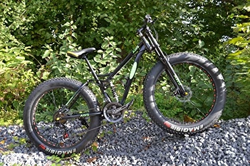 Fat Tyre Mountain Bike : AWS Fat Tire Bike Mountain bike da 26 pollici con sospensione completa a 21 marce, colore: nero
