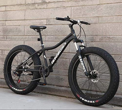 Fat Tyre Mountain Bike : AZYQ Mountain bike, motoslitta Hardtail per pneumatici da 26 pollici, telaio a doppia sospensione e forcella ammortizzata per tutti i terreni da uomo S Mountain Bicycle per adulti, Nero 1, 27Speed
