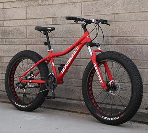 Fat Tyre Mountain Bike : AZYQ Mountain bike, motoslitta Hardtail per pneumatici da 26 pollici, telaio a doppia sospensione e forcella ammortizzata per tutti i terreni da uomo S Mountain Bicycle per adulti, Rosso 1, 27Speed