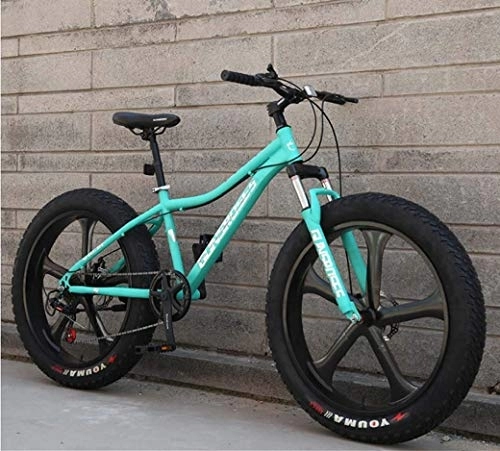 Fat Tyre Mountain Bike : AZYQ Mountain bike, motoslitta Hardtail per pneumatici da 26 pollici, telaio a doppia sospensione e forcella ammortizzata per tutti i terreni da uomo S Mountain Bicycle per adulti, Verde 2, 24Speed