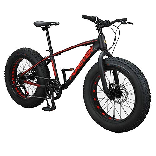 Fat Tyre Mountain Bike : AZYQ Mountain bike per bambini, bici antiscivolo per pneumatici grassi a 9 velocit da 20 pollici, bicicletta con freno a doppio disco con telaio in alluminio, mountain bike hardtail, rosso, Nero
