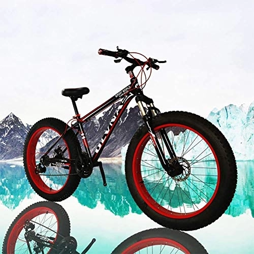 Fat Tyre Mountain Bike : Bici da Neve da 26 Pollici, Bicicletta per Adulti, Bicicletta da Mountain Bike MTB con Freno A Doppio Disco in Acciaio A Sospensione Completa A 21 velocità, per Viaggi E Lavoro All'Aperto