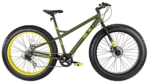 Fat Tyre Mountain Bike : Bicicletta bici MTB FAT MACHINE 26" cambio 7 vel. verde giallo freni a disco MBM