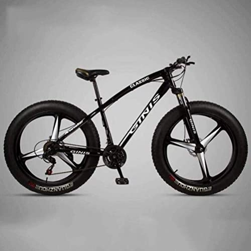 Fat Tyre Mountain Bike : Bicicletta, Mountain Bike Telaio in Acciaio da 26 Pollici - Freni a Doppio Disco Mountain Bike Sport Tempo Libero per Adulti (Color : Black, Size : 21 Speed)