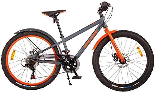 Fat Tyre Mountain Bike : Bicicletta per bambini Volare Rocky - 24 pollici -Grigio - Shimano Tourney TZ 6 Velocità - assemblato al 95% - Prime Collection