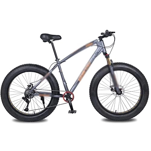 Fat Tyre Mountain Bike : Bicycles for Adults Snow Bike Aluminum Alloy Rame 10Speed Fat Beach Bicycle Lock The Front Fork Mechanical Disc Brake (Color : Grey Orange)