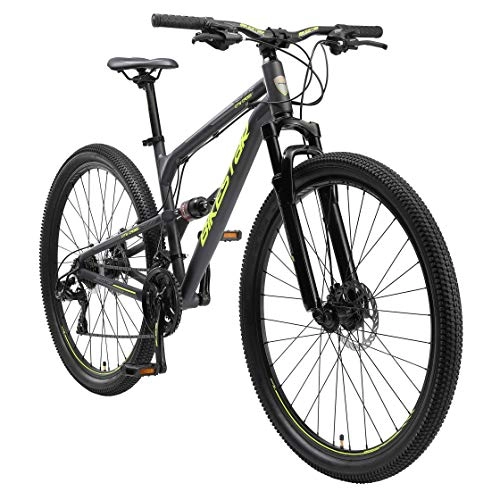 Fat Tyre Mountain Bike : BIKESTAR MTB Mountain Bike Sospensione Completa in Alluminio, Freni a Disco, 27.5" | Bicicletta MTB Telaio 18.5" Cambio Shimano a 21 velocità | Nero