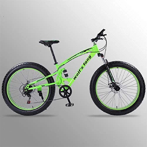 Fat Tyre Mountain Bike : cuzona Bicicletta Mountain Bike 7 / 21 velocit 26 * 4 0 Fat Bike Bici da Strada BMX Freni a Doppio Disco Biciclette Snow Bike -Green_21speed_Russian_Federation