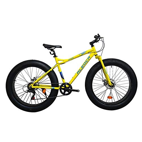 Fat Tyre Mountain Bike : DRAKE18 Fat Bike, 26 Pollici 7 velocità Freni a Doppio Disco Freni Fuoristrada 4.0 gomme motoslitta da Spiaggia per Adulti Bicicletta, Yellow