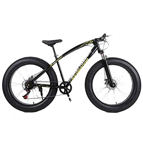 Fat Tyre Mountain Bike : DRAKE18 Fat Bike, 26 Pollici Cross Country Mountain Bike 24 velocit velocit Variabile 4.0 Grandi Pneumatici Beach Snow Guida All'aperto per Adulti, Nero