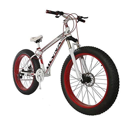 Fat Tyre Mountain Bike : Fat Bike e motoslitta a 26 Ruote, Elegante Mountain Bike, Mountain Bike con Freno a Doppio Disco in Acciaio a 21 velocit a Sospensione Completa