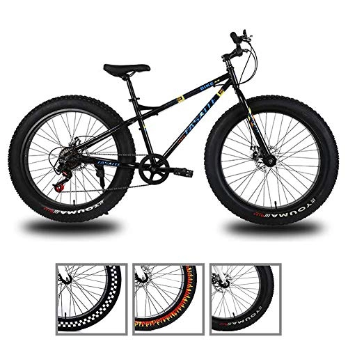 Fat Tyre Mountain Bike : Fat Tire Mountain Bike 26 Pollici 27 velocità, Freni 4, 0 Pneumatico Largo Outdoor Doppio Disco di Guida della Bicicletta MTB della Bicicletta AQUILA1125 ( Color : Black , Size : A )