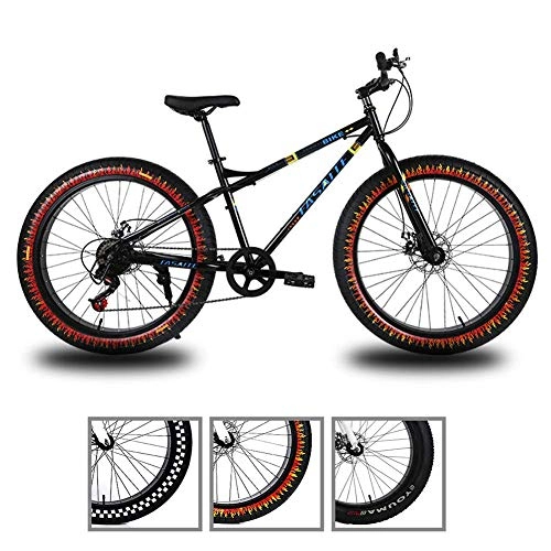 Fat Tyre Mountain Bike : Fat Tire Mountain Bike 26 Pollici 27 velocità, Freni 4, 0 Pneumatico Largo Outdoor Doppio Disco di Guida della Bicicletta MTB della Bicicletta AQUILA1125 ( Color : Black , Size : B )