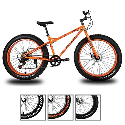 Fat Tyre Mountain Bike : Fat Tire Mountain Bike 26 Pollici 27 velocità, Freni 4, 0 Pneumatico Largo Outdoor Doppio Disco di Guida della Bicicletta MTB della Bicicletta AQUILA1125 ( Color : Orange , Size : A )