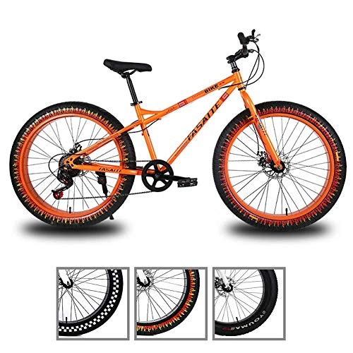 Fat Tyre Mountain Bike : Fat Tire Mountain Bike 26 Pollici 27 velocità, Freni 4, 0 Pneumatico Largo Outdoor Doppio Disco di Guida della Bicicletta MTB della Bicicletta AQUILA1125 ( Color : Orange , Size : B )