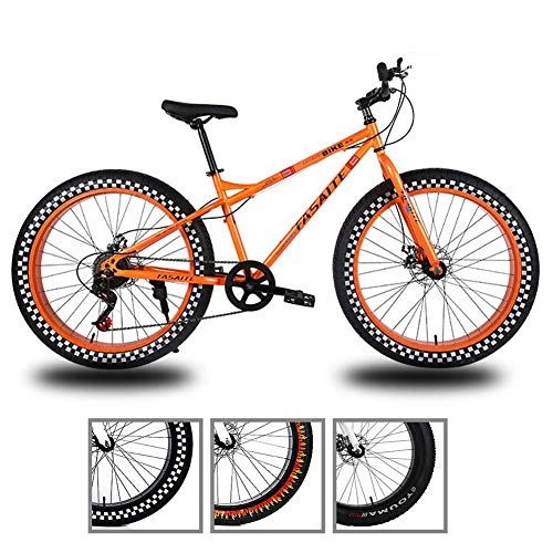 Fat Tyre Mountain Bike : Fat Tire Mountain Bike 26 Pollici 27 velocità, Freni 4, 0 Pneumatico Largo Outdoor Doppio Disco di Guida della Bicicletta MTB della Bicicletta AQUILA1125 ( Color : Orange , Size : C )