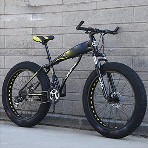 Fat Tyre Mountain Bike : FAXIOAWA Pneumatico spesso da 26 pollici Mountain bike a ruota grande a velocità variabile ultra larga, bicicletta per studenti adulti in motoslitta (giallo 24)