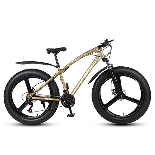 Fat Tyre Mountain Bike : FXMJ Pneumatico Grasso Bike Beach Snow Bicycle 26"4.0" Fat Tire Bike Mountain Bike con Trasmissione a 21 velocità, Bici da Uomo Antiscivolo, d'oro