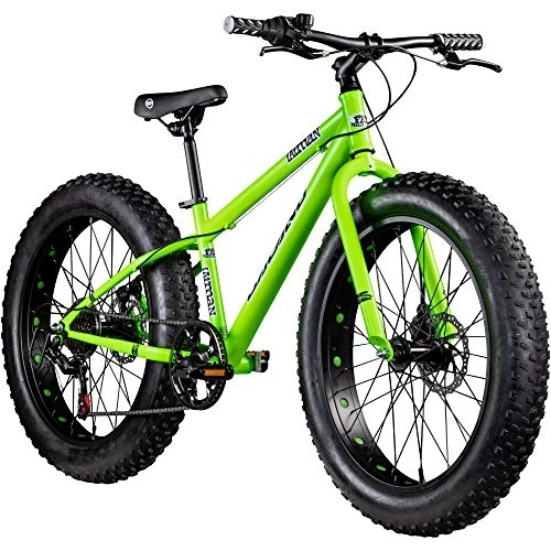 Fat Tyre Mountain Bike : Galano Fatbike Fatman 4.0 Fat Bike Bicicletta per ragazzi da 24 pollici (verde fluo, 36 cm)