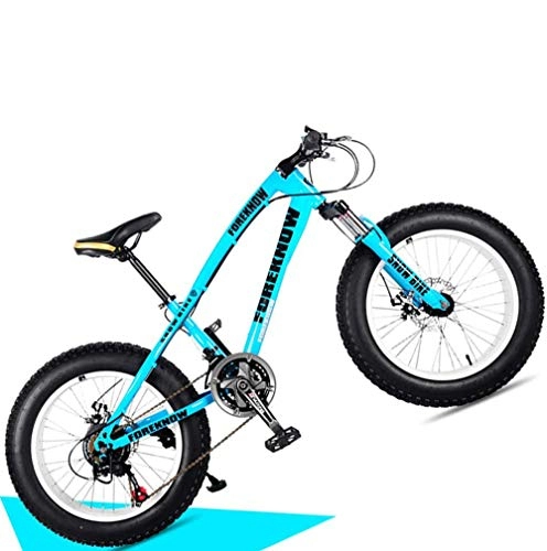 Fat Tyre Mountain Bike : Giyiohok 20 pollici MTB semi-rigida con sospensione anteriore e freni a disco meccanici per donne fuoristrada Fat Tire Mountain Bike sedile regolabile in 8 colori 24Speed_Blu