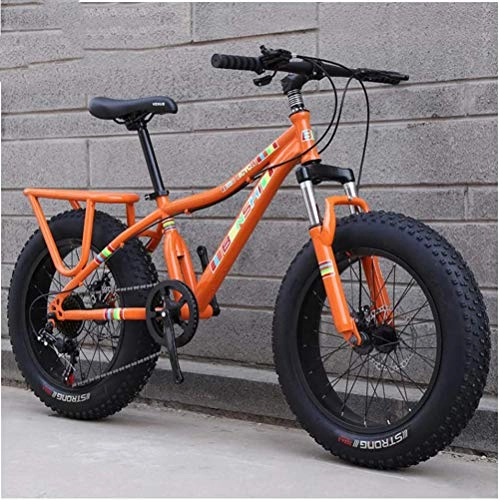Fat Tyre Mountain Bike : giyiohok - Bicicletta da trail, da donna, con doppio freno a disco, per tutte le terre, con sospensione antiscivolo Fat Tire High Carbon, 24 velocità, arancione