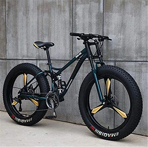Fat Tyre Mountain Bike : GMZTT Unisex Bicycle Mountain Bicycle for Uomo e Le Donne, Acciaio al Carbonio Telaio, Meccanica Freno a Disco, da 26 Pollici in Lega di Alluminio Ruote (Color : Cyan, Size : 24 Speed)