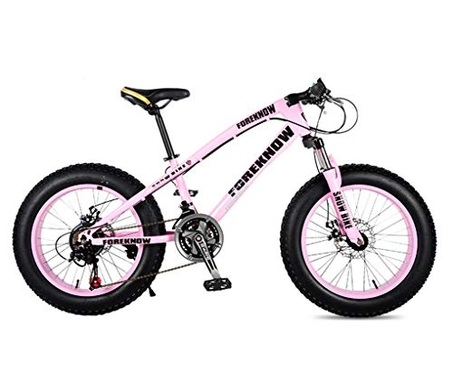 Fat Tyre Mountain Bike : GPAN 26 Pollici Bici Mountain Bike Unisex, Pneumatico Extra Largo, Hardtail Cornice, Doppio Freni a Disco, 24 velocità MTB, Pink