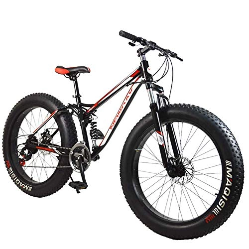 Fat Tyre Mountain Bike : GuoEY Mountain Bike Discesa MTB Bicicletta / Bicicletta Mountain Bike Bike, Telaio in Lega di Alluminio 21 velocità 26"* 4.0 Fat Tire Mountain Bike Fat Bike, Rosso, 26"