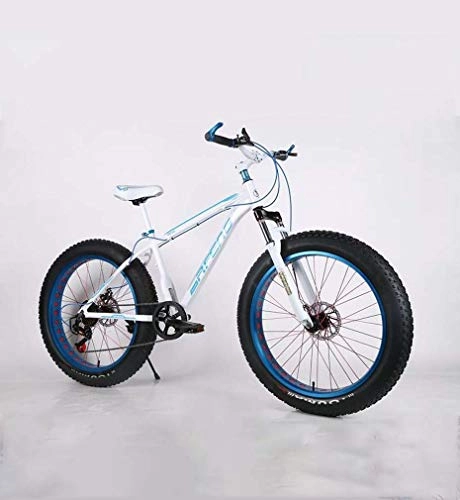 Fat Tyre Mountain Bike : Ha aggiornato la versione Fat Tire Mens Mountain bike, doppio freno a disco ad alta acciaio al carbonio / telaio Cruiser Moto 7 velocità, Spiaggia motoslitta biciclette 24 - 26 pollici Ruote, E, 24inch