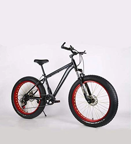 Fat Tyre Mountain Bike : Ha aggiornato la versione Fat Tire Mens Mountain bike, doppio freno a disco ad alta acciaio al carbonio / telaio Cruiser Moto 7 velocità, Spiaggia motoslitta biciclette 24 - 26 pollici Ruote, F, 24inch