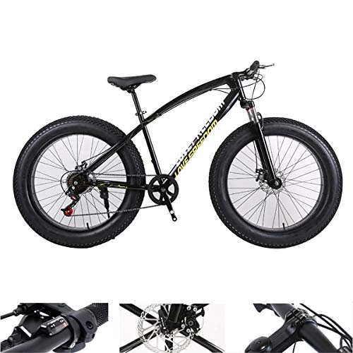 Fat Tyre Mountain Bike : HALASHAO Mountain Bike, 26 Pollici per Adulti giganti Mountain Bike, Fuoristrada Spiaggia e Mountain Bike Neve, Passeggiate all'aperto, Nero, 24 Speed