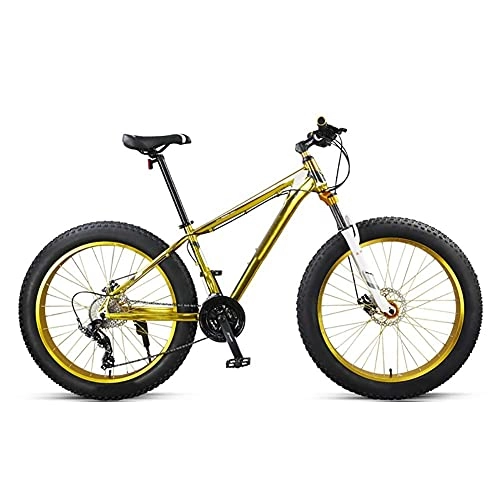 Fat Tyre Mountain Bike : HJKJAMZ Bici da Mountain Bike Pieghevole Bike Bike Bike Bike Bike MTB. Bicicletta Bikes Bikes Beach Beach Biciclette da motoslitta for Uomo Donna Adult Mountain Bike (Color : Gold)