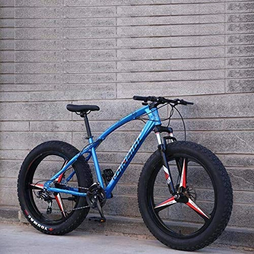 Fat Tyre Mountain Bike : HYCy MTB Mountain Bike Bicicletta per Adulti, Telaio in Acciaio ad Alto tenore di Carbonio, Freno a Doppio Disco e Forcella Anteriore Completamente Ammortizzata