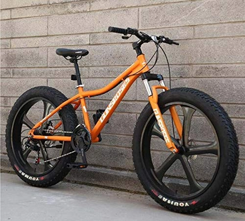 Fat Tyre Mountain Bike : HYCy MTB Mountain Bike Hardtail da 26 Pollici per Adulti, Telaio in Acciaio ad Alto tenore di Carbonio, Forcella a Molla a Sospensione Completa, Doppio Freno a Disco