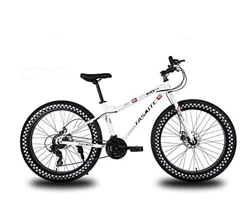 Fat Tyre Mountain Bike : HYCy MTB Ruote da 26 Pollici Mountain Bike per Adulti, Fat Tire Hardtail Bike Bike, Telaio in Acciaio al Carbonio, Freno a Doppio Disco