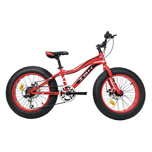 Fat Tyre Mountain Bike : IBK Bici Bicicletta 20" Fat Bike 6 Velocita Bimbo Bambino MTB Acciaio Cambio Shimano (Rosso)