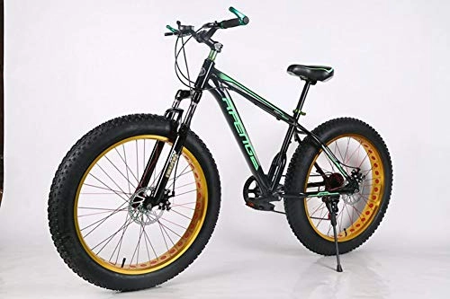Fat Tyre Mountain Bike : JDLAX Bicicletta in Lega di Alluminio Fat Bike 7 Mountain Bike a velocit variabile Allarga Le gomme di Grandi Dimensioni Neve Fuoristrada da Spiaggia Adatto Come Regalo, Verde
