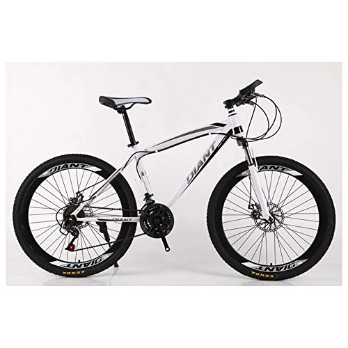 Fat Tyre Mountain Bike : KXDLR Mountain Bike Unisex / Biciclette 26 '' Wheel Leggero Ad Alta Acciaio al Carbonio Telaio 21-30 Costi Shimano Freni A Disco, 26", Bianca, 21 Speed