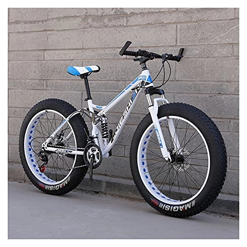 Fat Tyre Mountain Bike : LHQ-HQ 26"Ruota Fat Tire Mountain Bike 4" Pneumatici Larghi 21 velocità Dual Disc Brake Bici per Adulti a Doppia Sospensione per Altezza 5, 2-6, 4 Piedi, B