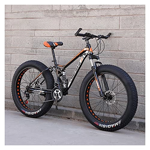 Fat Tyre Mountain Bike : LHQ-HQ 26"Ruota Fat Tire Mountain Bike 4" Pneumatici Larghi 21 velocità Dual Disc Brake Bici per Adulti a Doppia Sospensione per Altezza 5, 2-6, 4 Piedi, E