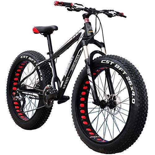 Fat Tyre Mountain Bike : LHQ Mountain Bike, Bici Pieghevole Unisex 26 Pollici Fat Tire Mountain Bike Frame 27 / 30 velocità Leggero Biciclette Lega di Alluminio (Color : Black, Size : 30 Speed)