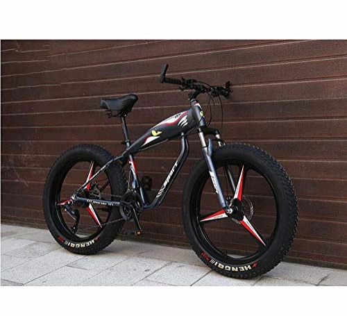Fat Tyre Mountain Bike : LJLYL - Bicicletta da mountain bike da 26", per adulti, Fat Tire Hardtail, telaio in acciaio ad alto tenore di carbonio, freno a doppio disco, grigio, 21 speed