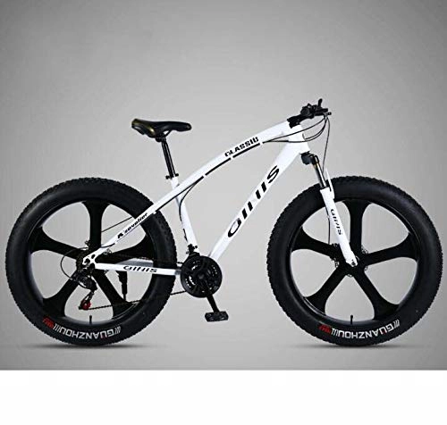 Fat Tyre Mountain Bike : LJLYL - Mountain bike da 26 × 4, 0 pollici, Fat Tire, mountain bike da uomo, con forcella anteriore ammortizzante e freno a doppio disco, bianco, 30 speed