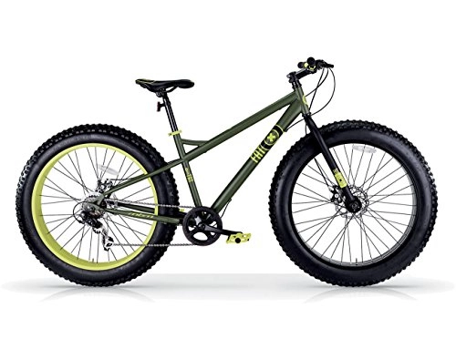 Fat Tyre Mountain Bike : MBM Fatmachine, Fat Bike da Montagna Unisex Bambini, Verde Militare A42, Taglia Unica