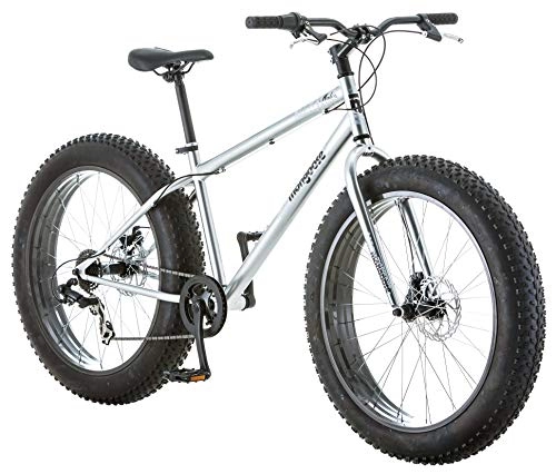 Fat Tyre Mountain Bike : Mongoose S Malus Fat Pneumatico Bicicletta, R5714AZDS, Silver with Dark Grey Rims, Argento