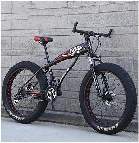 Fat Tyre Mountain Bike : Mountain bike, 26 pollici, 21 velocità, Biciclette, Fat Tire, Hardtail, MTB, bici, All Terrain, sospensione doppia montatura, forcella della sospensione, (Color : Black Red)