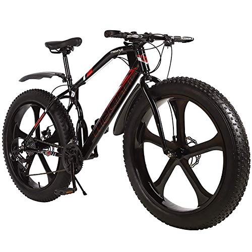 Fat Tyre Mountain Bike : Mountain bike, bici pieghevole unisex Fat Tire Big biciclette doppio assorbimento di scossa a velocità variabile del freno a disco della bici di montagna 26 pollici 21 / 24 / 27 Velocità 4.0 Ampia rotella