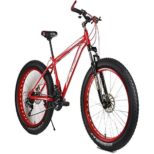 Fat Tyre Mountain Bike : Mountain Bike Biciclette 21 velocit Leggera Lega di Alluminio Telaio Freno a Disco Fuori Strada Spiaggia Neve Pneumatici 4.0 Mountain Bike, red-26